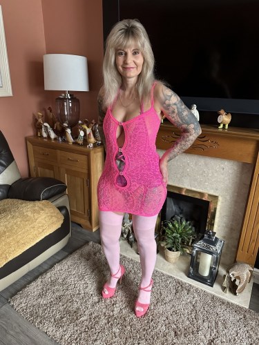 Inked Milf Hot Pink Lingerie Strip 1