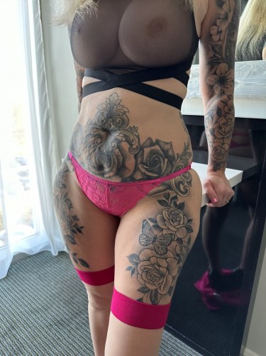 Inked Milf In Hot Pink Mini Skirt And See Through Top 7