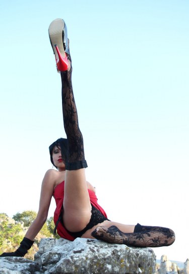 Lady In Black Stockings And Heels 8