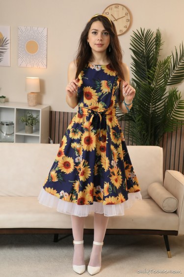 Gia In Summer Dress And Stockings 1