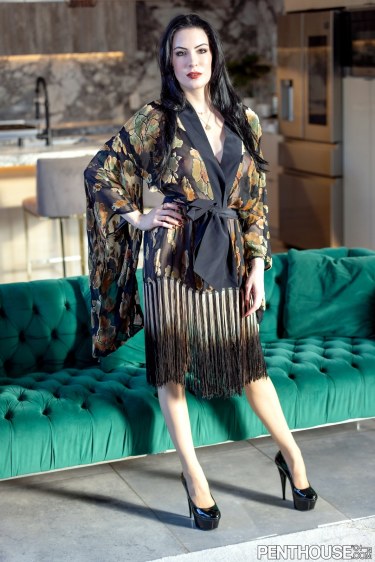 Anna De Ville On Green Sofa 1