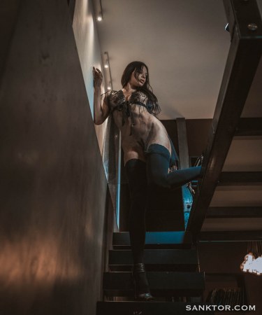 Busty Brunette On Bed 8