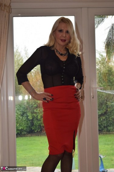Emerald In Red Skirt And Black Blouse 4